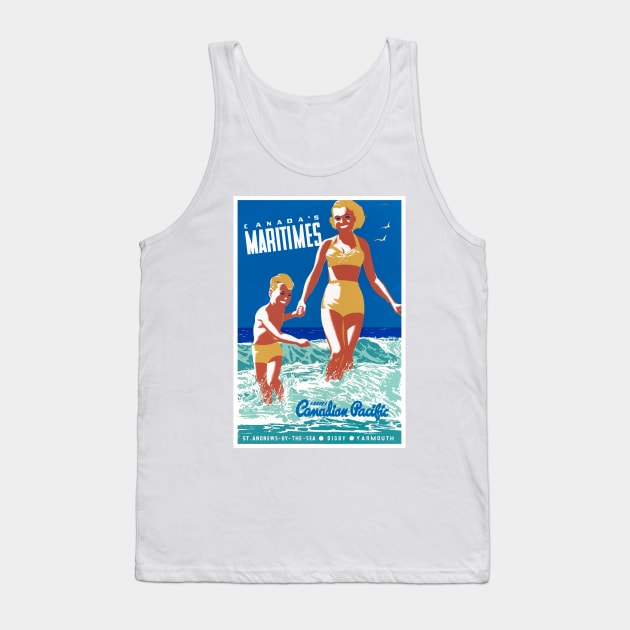 Vintage Travel Poster Canada Maritimes Tank Top by vintagetreasure